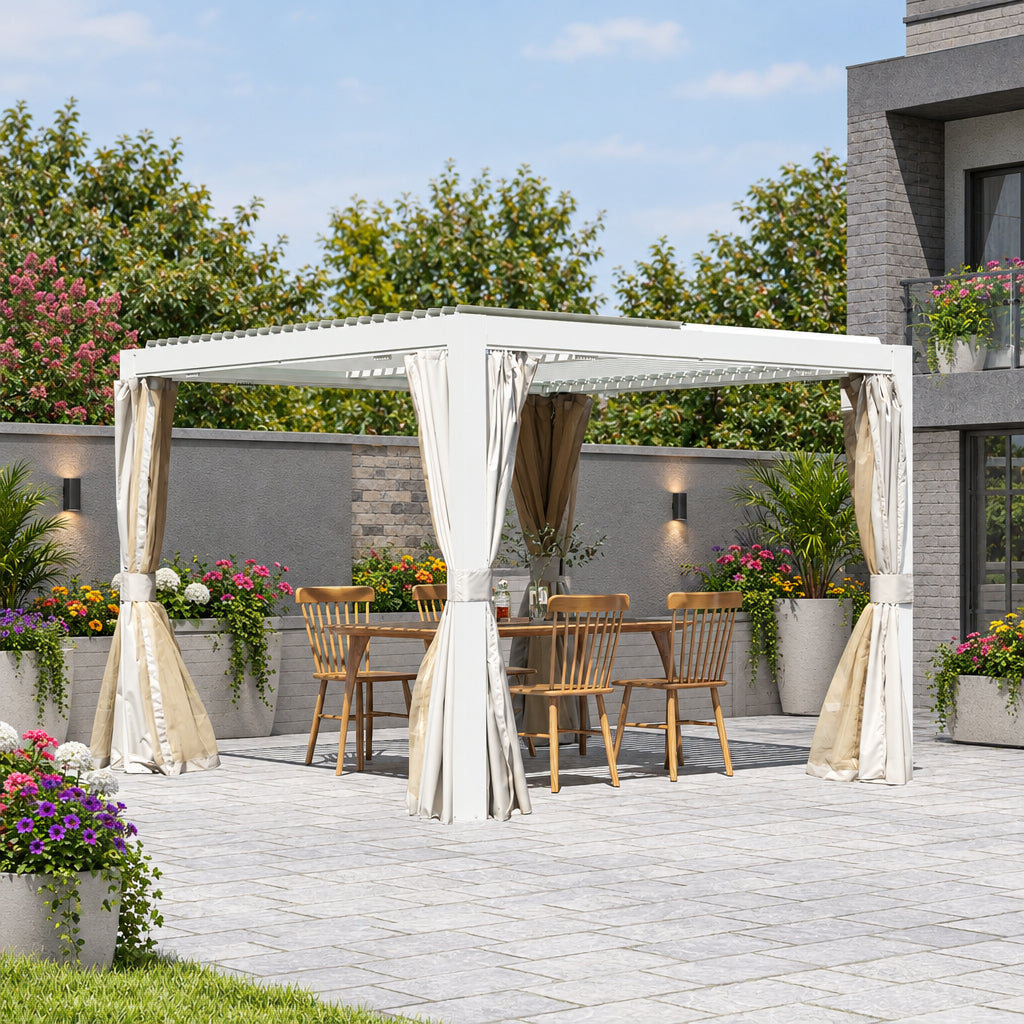 10x10 FT Outdoor Louvered Pergola with Adjustable Louvers