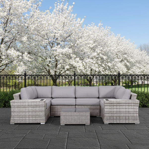 4 Person Patio Seating Set With Cushions, All Weather - Gray