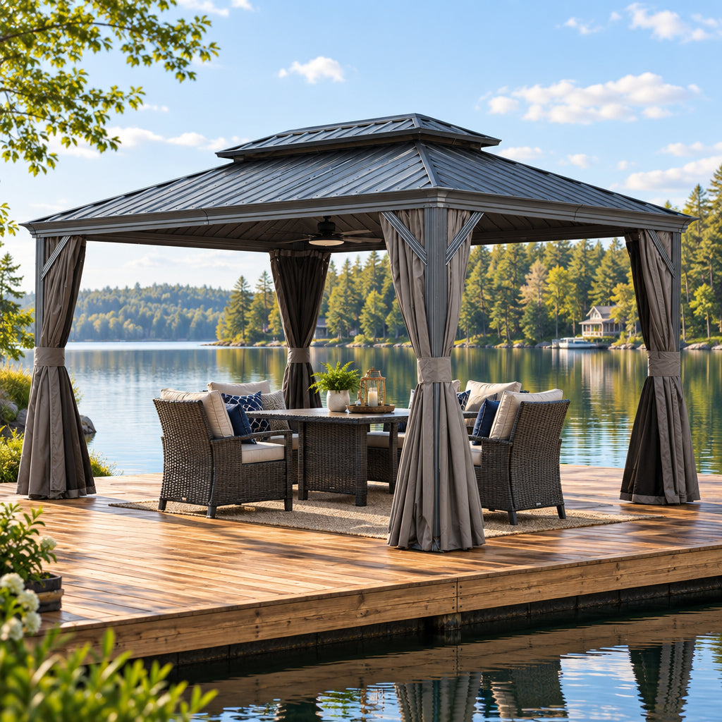 12' x 16' Hardtop Gazebo with Dual-Layer Roof