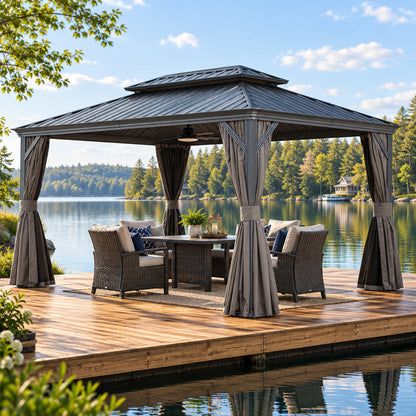 12' x 16' Hardtop Gazebo with Dual-Layer Roof