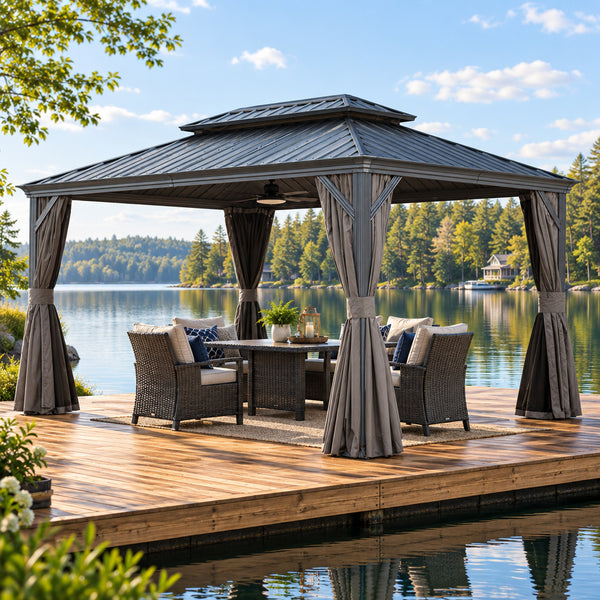 12' x 16' Hardtop Gazebo with Dual-Layer Roof