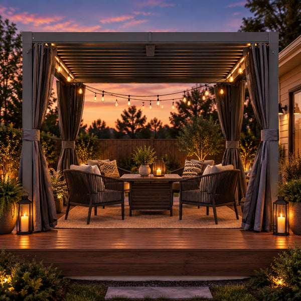 10x10 FT Outdoor Louvered Pergola with Adjustable Louvers