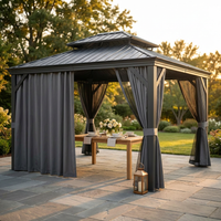 12'X14' Hardtop Gazebo, Heavy Duty Aluminum Permanent Hardtop Gazebo Outdoor Pavilion with Curtains and Netting for Garden — Studio Shot
