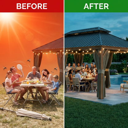 Hardtop Gazebo Built to Expand Outdoor Living, 14x22 Ft, Double Galvanized Steel Roof, Aluminum Frame