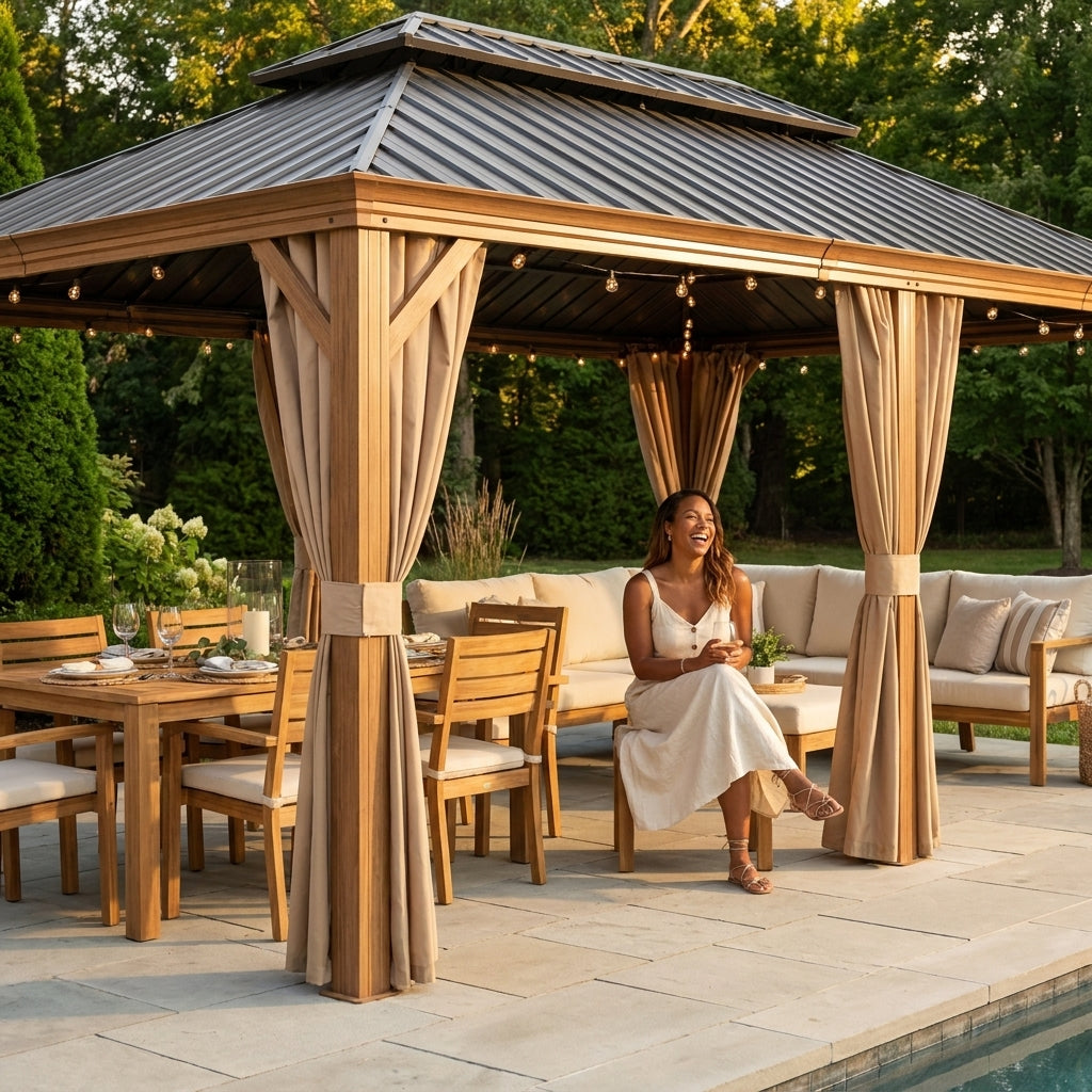 Hardtop Gazebo Built to Expand Outdoor Living, 14x22 Ft, Double Galvanized Steel Roof, Aluminum Frame