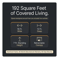 16 Ft. W X 12 Ft. D Aluminum Pergola Outdoor with Dark Gray Retractable Canopy — Results & Stats