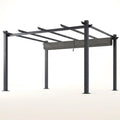 Aluminum Pergola Built to Cover Large Spaces, 16x12 ft Frame, Retractable Dark Gray Canopy, 192 Sq Ft Coverage