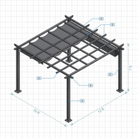 16 Ft. W X 12 Ft. D Aluminum Pergola Outdoor with Dark Gray Retractable Canopy — How It Works
