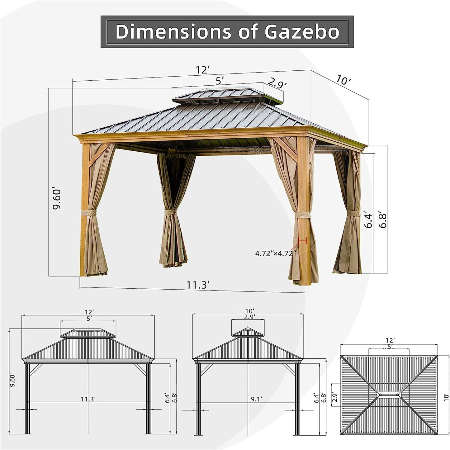 10'x12' Hardtop Gazebo