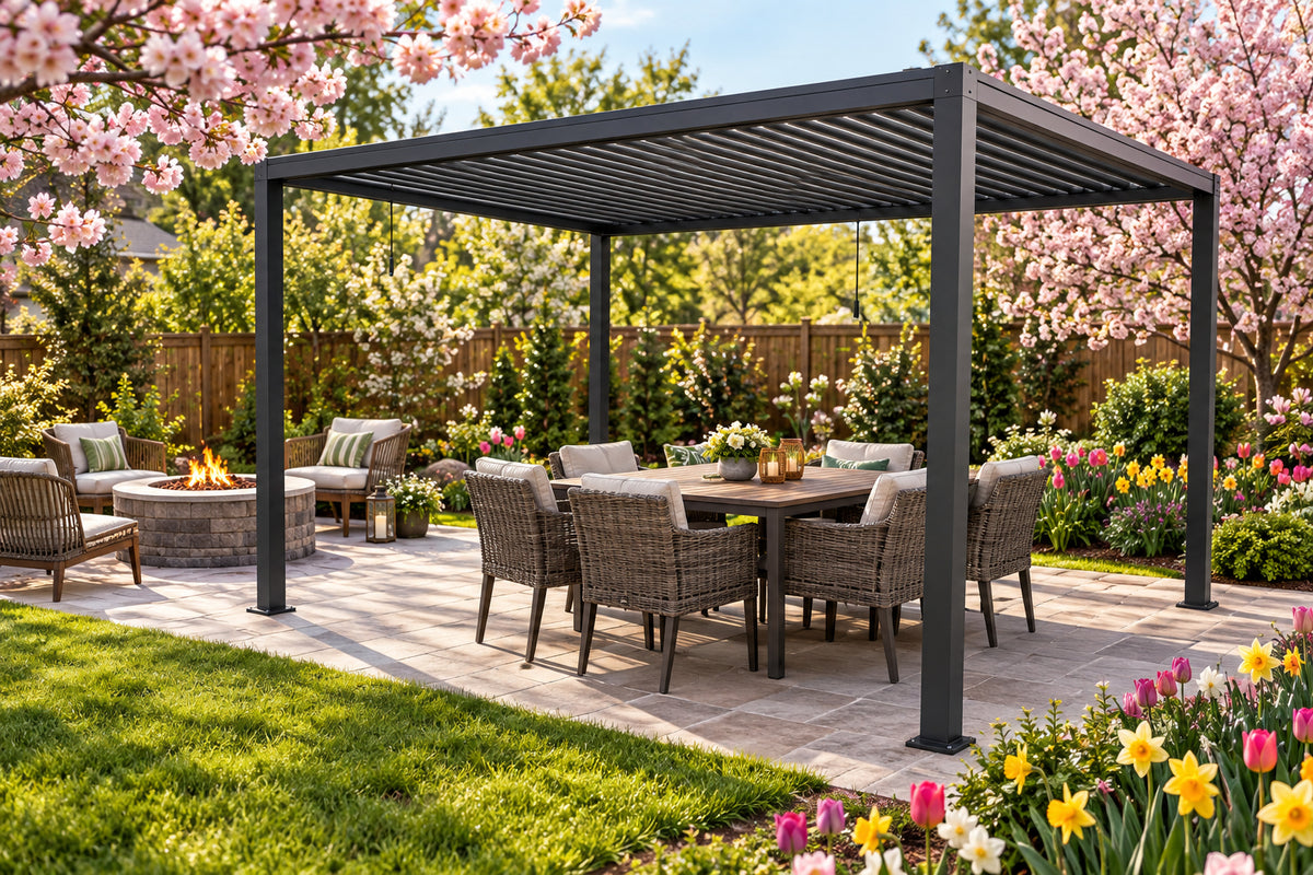 8610J Louver Pergola 10x19ft Aluminum Frame & Louvers
