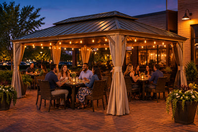 14x24FT Hardtop Gazebo With Galvanized Steel Double Roof