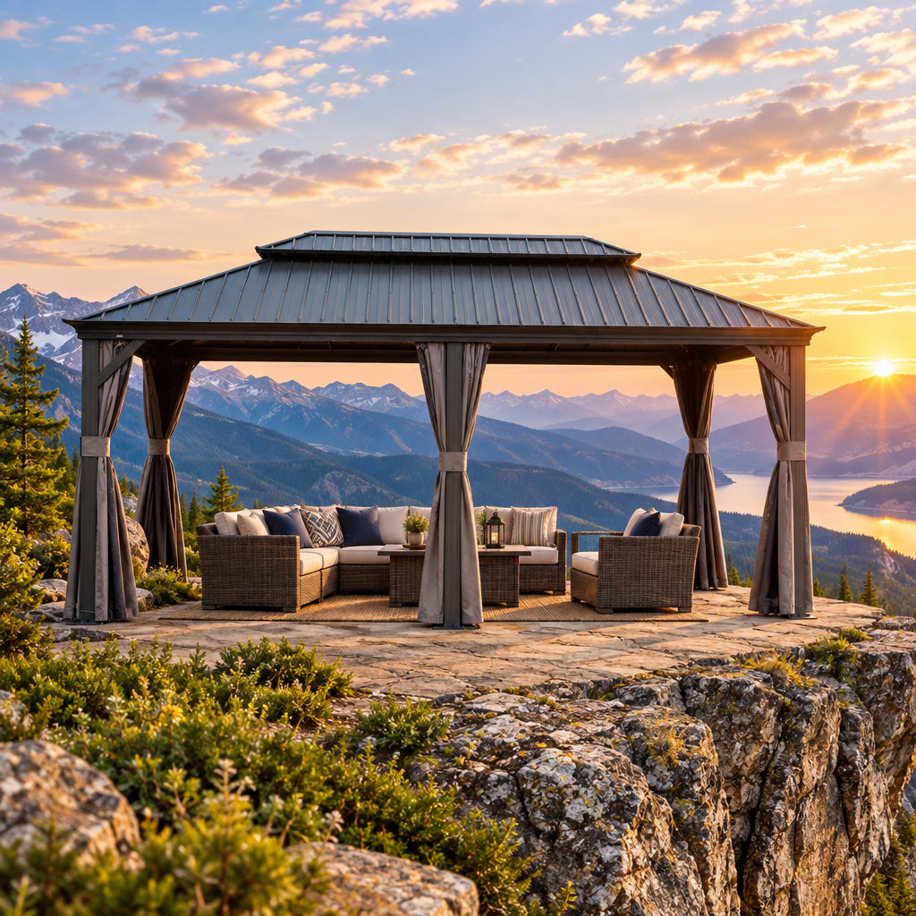 12' x 20' Hardtop Gazebo with Double Roof Canopy