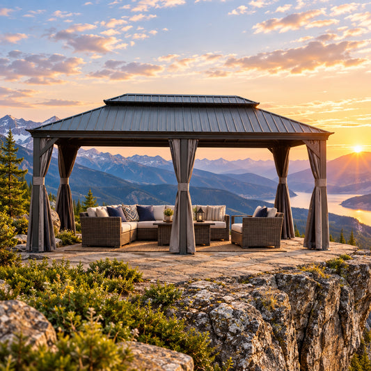 12' x 20' Hardtop Gazebo with Double Roof Canopy