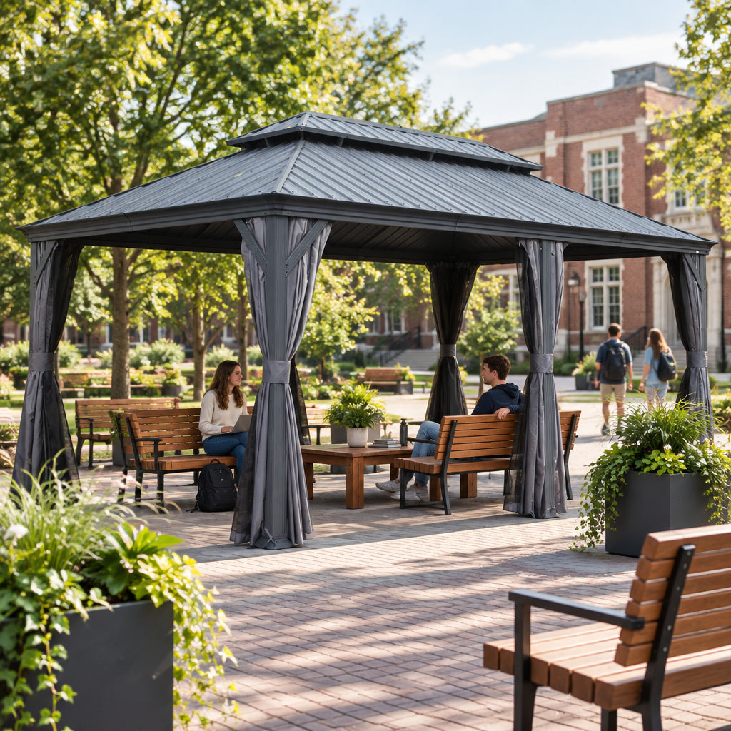 12' x 18' Hardtop Metal Gazebo with Double Roof Canopy