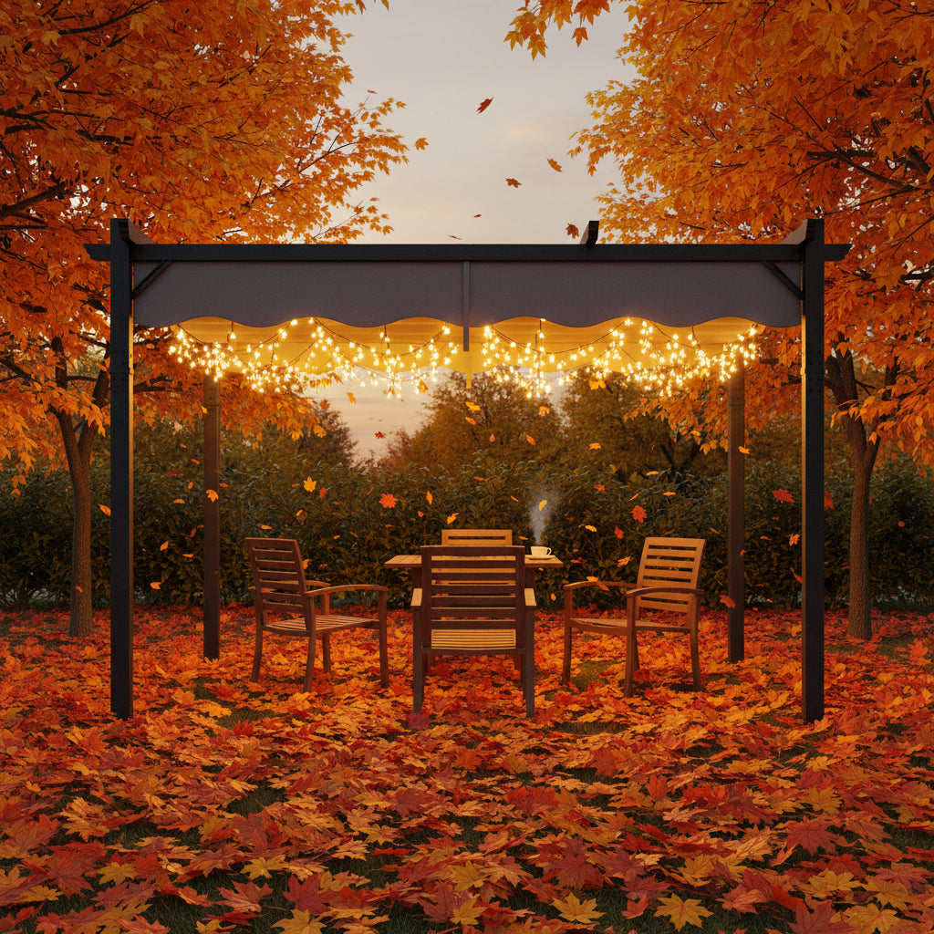 10'X12' Retractable Pergola, Outdoor Pergolas for Patio Covers for Shade and Rain, Aluminum Pergola Canopy Gazebo for Backyard, Deck, Garden