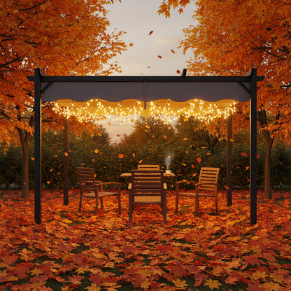 10'X12' Retractable Pergola, Outdoor Pergolas for Patio Covers for Shade and Rain, Aluminum Pergola Canopy Gazebo for Backyard, Deck, Garden