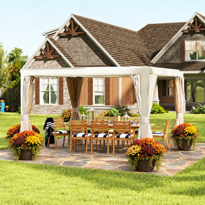 10x12 FT Outdoor Louvered Pergola with Adjustable Louvers - White