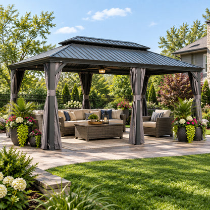 14' x 20' Hardtop Gazebo Outdoor Metal Gazebo Canopy