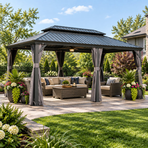 14' x 20' Hardtop Gazebo Outdoor Metal Gazebo Canopy