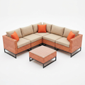 Outdoor Patio Furniture Set Built for Flexible Living, 5 Piece Modular, Wicker Sectional, Sand Cushions