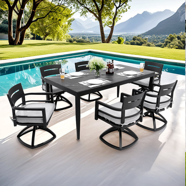 Modern 7-Piece Outdoor Patio Aluminum Dining Set