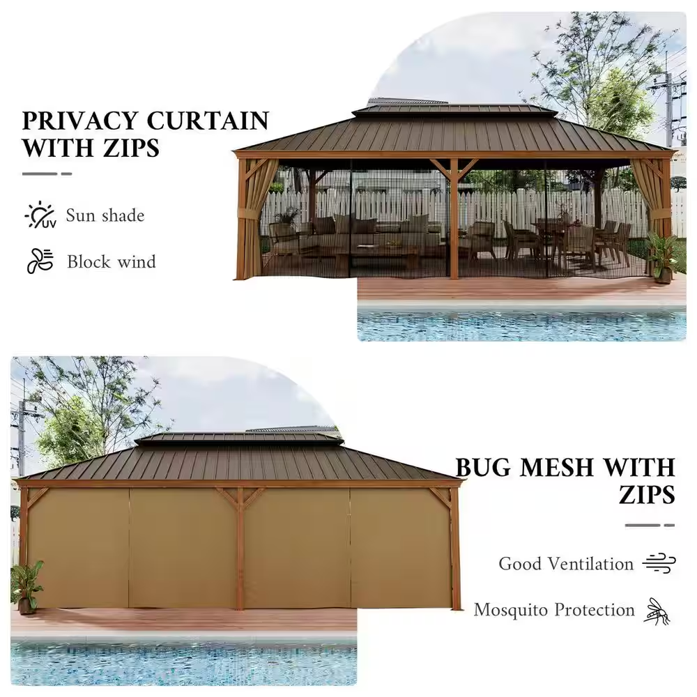 Hardtop Gazebo Built to Expand Outdoor Living, 14x22 Ft, Double Galvanized Steel Roof, Aluminum Frame