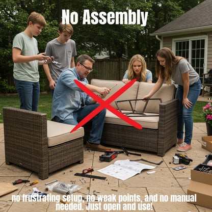 Wicker Sectional Sofa With Cushions And Table
