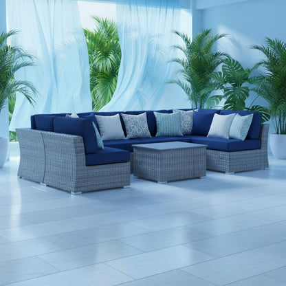 Wicker Sectional Sofa With Cushions And Table