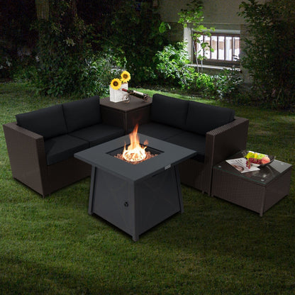 5 Piece Patio Furniture Set with 50000 BTU Propane Fire Pit Table