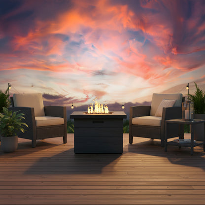 Fiber Reinforced Propane / Natural Gas, Fire Pit Table - Charcoal