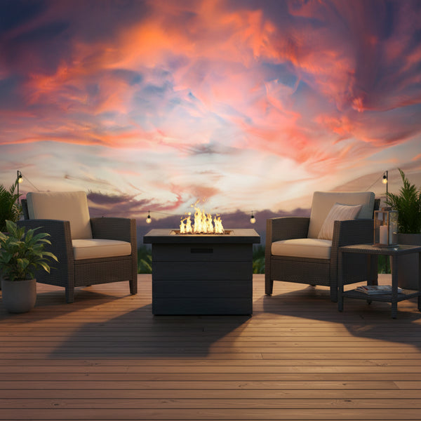Fiber Reinforced Propane / Natural Gas, Fire Pit Table - Charcoal