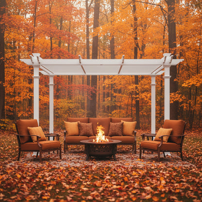144"L X 144"W X 104"H Vinyl Camelot Louvered Pergola, White, VA42070