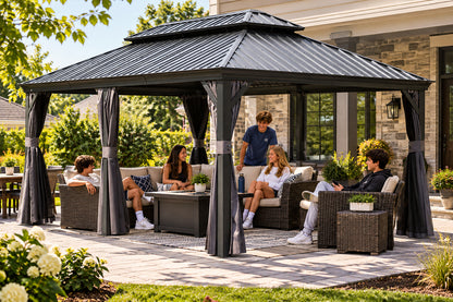 12' x 20' Hardtop Gazebo with Double Roof Canopy