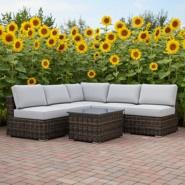 Wicker Sectional Sofa With Cushions And Table