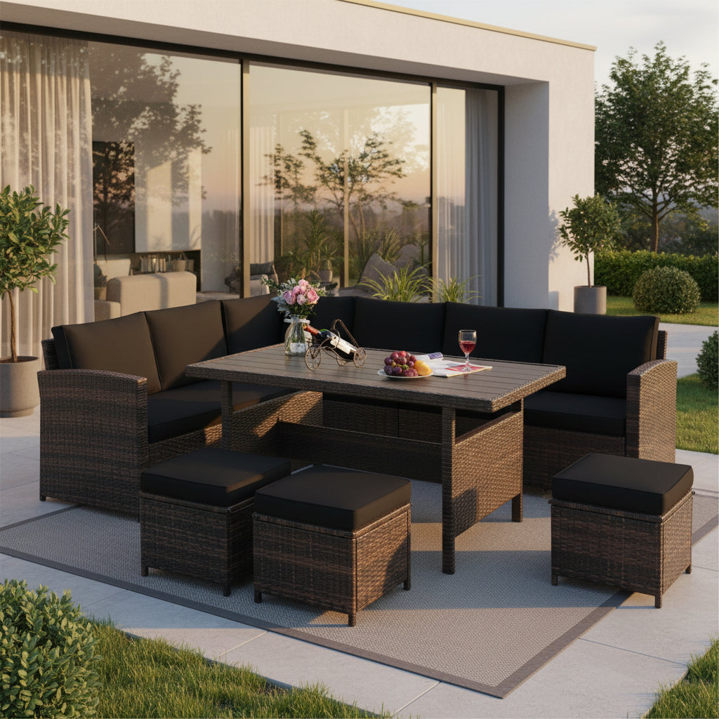 7-Piece Wicker Patio Furniture Set with Cushions