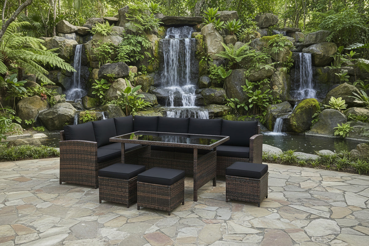 7-Piece Wicker Patio Furniture Set with Cushions