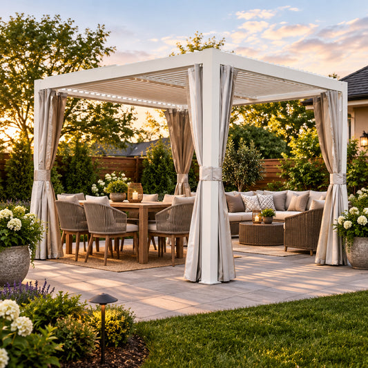10x10 FT Outdoor Louvered Pergola with Adjustable Louvers