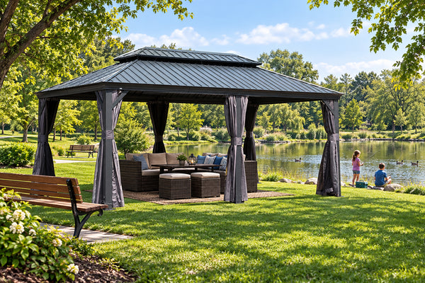 12' x 20' Hardtop Gazebo with Double Roof Canopy