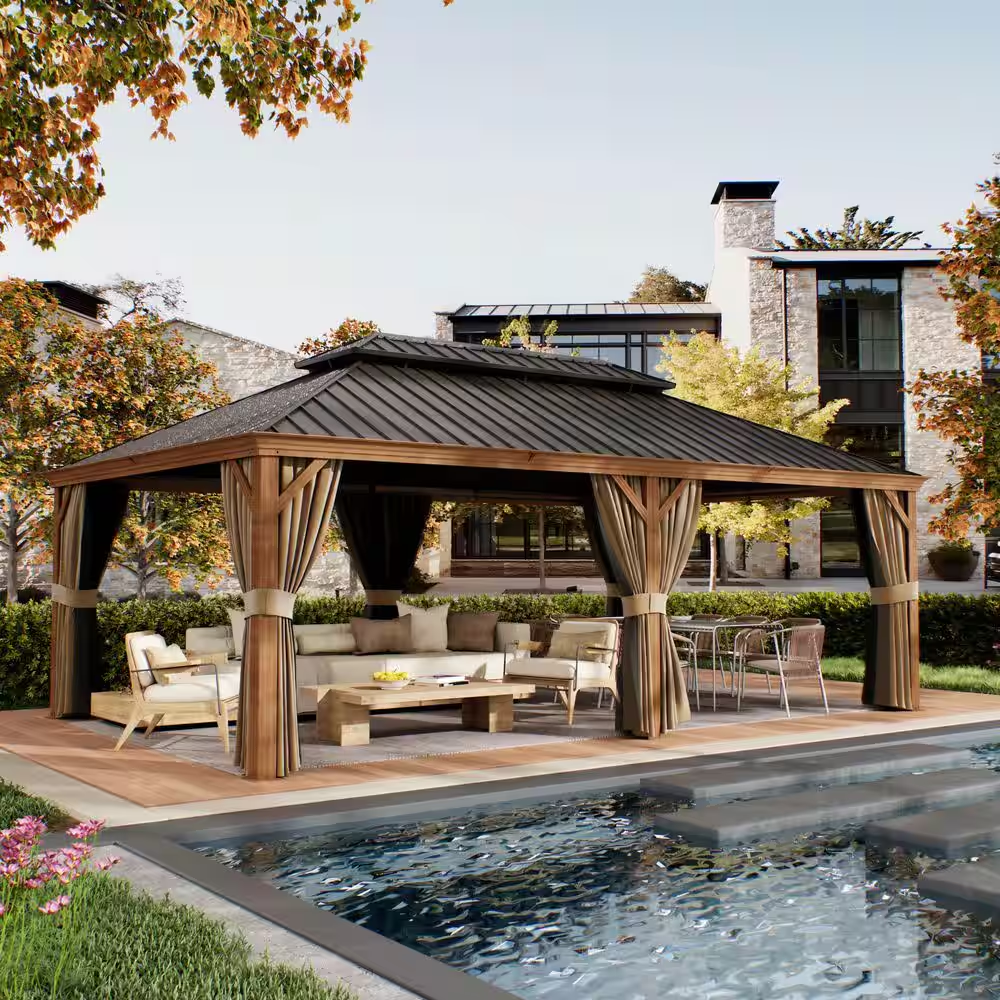 Hardtop Gazebo Built to Expand Outdoor Living, 14x22 Ft, Double Galvanized Steel Roof, Aluminum Frame