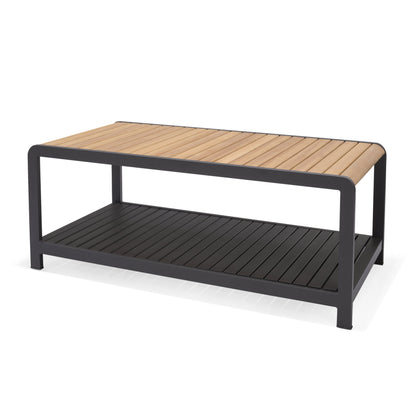 Amber Teak and Aluminum Rectangular Coffee Table