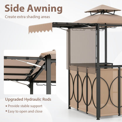 Grill Gazebo with Awning 3-Piece Outdoor BBQ Canopy Double-Tier Soft Top Barbecue Shelter