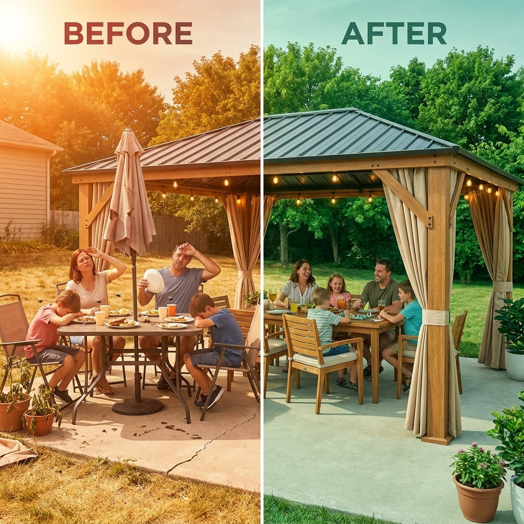 Hardtop Gazebo Built to Expand Outdoor Living, 14x22 Ft, Double Galvanized Steel Roof, Aluminum Frame