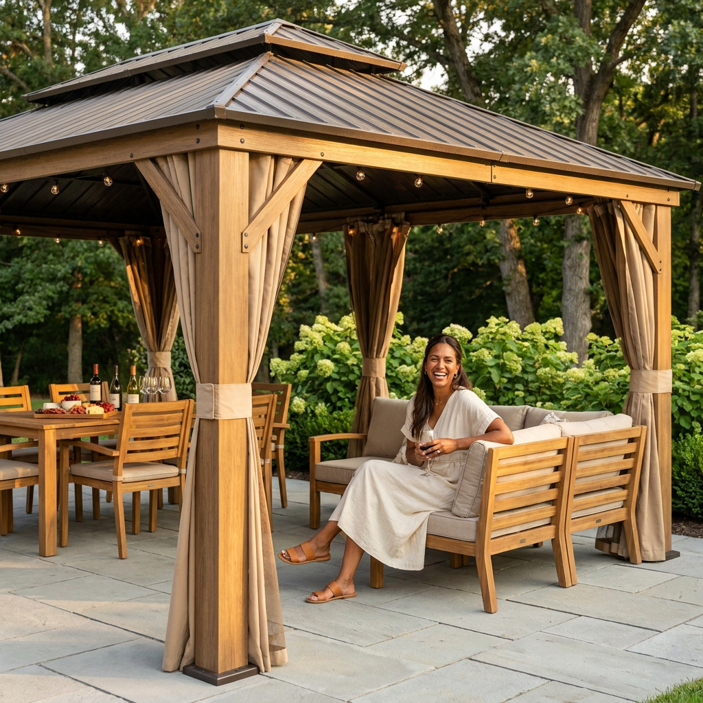 Hardtop Gazebo Built to Expand Outdoor Living, 14x22 Ft, Double Galvanized Steel Roof, Aluminum Frame