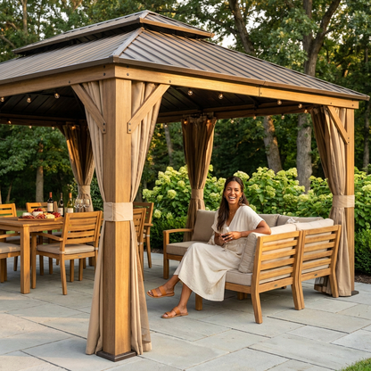 Hardtop Gazebo Built to Expand Outdoor Living, 14x22 Ft, Double Galvanized Steel Roof, Aluminum Frame