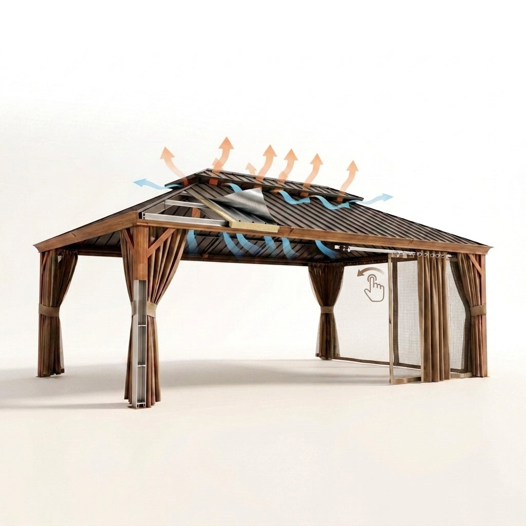 Hardtop Gazebo Built to Expand Outdoor Living, 14x22 Ft, Double Galvanized Steel Roof, Aluminum Frame