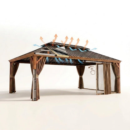 Hardtop Gazebo Built to Expand Outdoor Living, 14x22 Ft, Double Galvanized Steel Roof, Aluminum Frame