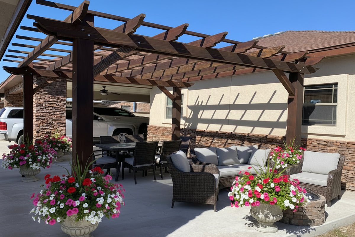 Outdoor Super Deck Redwood Pergola