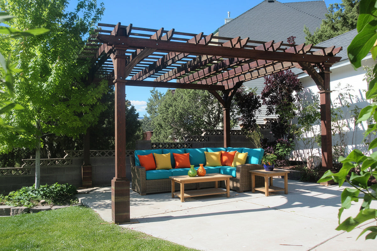 Outdoor Pacific Redwood Double Beam Premium Pergola