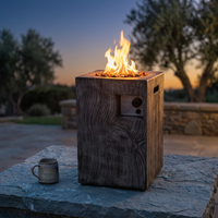 Outdoor Propane Fire Pit, 30000 BTU Column Propane Fire Pit, Wood-Look Surface — Studio Shot