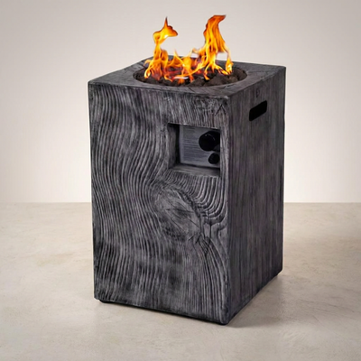 Outdoor Propane Fire Pit Designed for Patio Warmth, 30000 BTU, Wood-Look Surface, Electronic Ignition